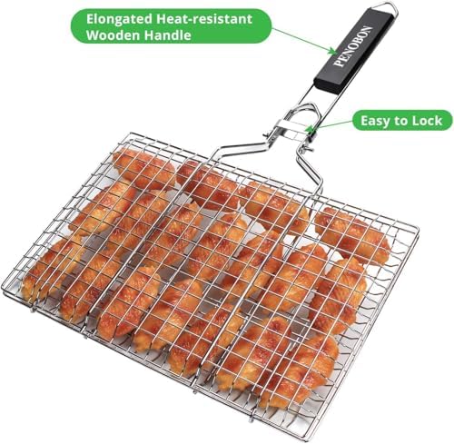 Fish Grill Basket, Stainless Steel BBQ Basket for Vegetables and Shrimp - Image 2