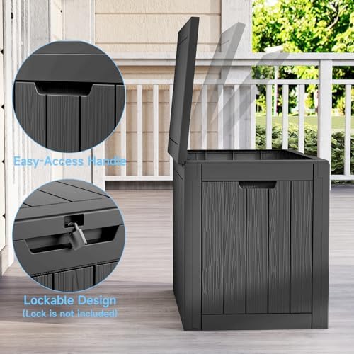 35 Gallon Lockable Outdoor Storage Box – Waterproof Resin Deck Box with Lid, Weatherproof Bin for Patio Furniture, Pool Supplies & Garden Tools (Black) - Image 2