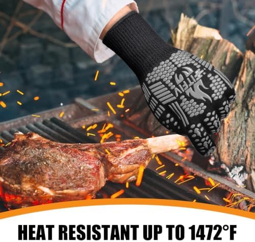 BBQ Gloves, 1472°F Heat Resistant with Silicone Grip Oven Mitts - Image 3