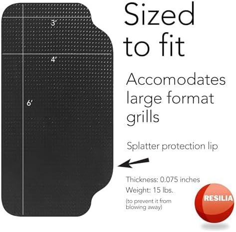 RESILIA Large Under Grill Mat – Heavy Duty, Reusable Outdoor Floor Protector Mats for Deck, Patio, & Garage – 72 Inch x 48 Inch with 12 Inch Splatter Protection Lip, Black Orange Peel, Made in the USA - Image 4