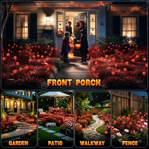 Halloween Decorations Outdoor, 6Pack 48 LEDs Solar Eyeball Lights - Image 2