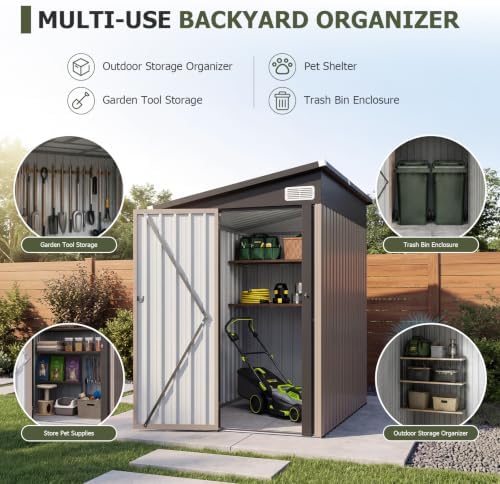 Aoxun 6x4 FT Lean to Outdoor Storage Shed with Sloping Roof - Image 3