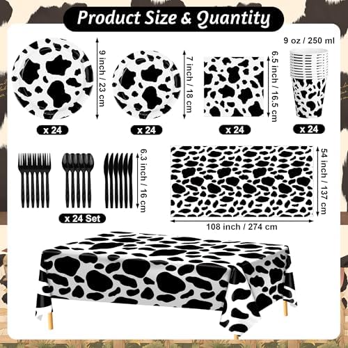Kochorie 169 Pieces Cow Print Party Supplies Farm Animal Tableware Set - Image 2