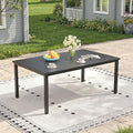Outdoor Dining Table for 6, 63" Rectangle Outdoor Table with Adjustable Umbrella Hole, All-Weather Metal Patio Dining Table for Lawn Garden Backyard Deck, Black by ProvideOutdoorSolutions