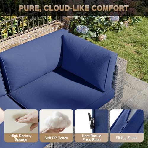 Aoxun Patio Furniture Sets, 10-Piece Outdoor Patio Furniture with Thick Cushions, Wicker Outdoor Conversation Set Sectional Sofa for Backyard, Poolside, Garden - Image 3