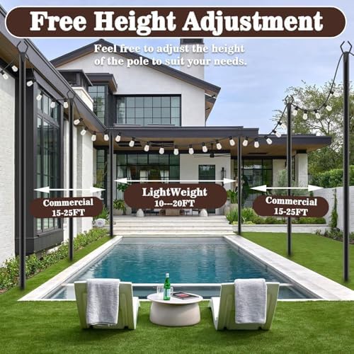 AILBTON 10Ft String Light Poles 8 Pack,Light Poles for Outside Lights,Outdoor with Fence Brackets Hanging Lights,Metal Stand Deck Patio Backyard - Image 6