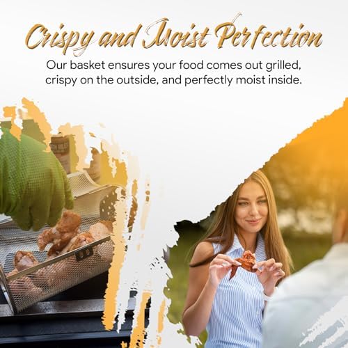 ROTO-Q 360 Family Rotisserie Kit – Non-Electric Wind-Up Spit Roaster with Tumble Basket, Flat Cage, Skewer Set & Mat for Grill, Oven, Smoker, Portable BBQ Cooking, Tailgating, or Camping Use - Image 4