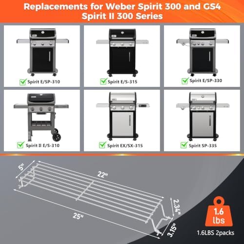 QuliMetal Stainless Steel Warming Rack for Weber Spirit 300 - Image 2