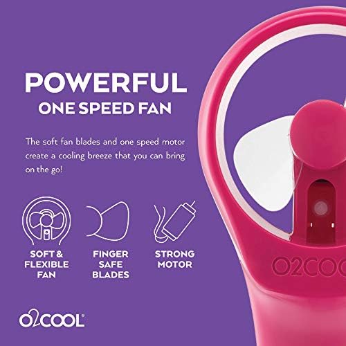 O2COOL Elite Handheld Misting Fan Battery Powered 2-Pack Raspberry - Image 3