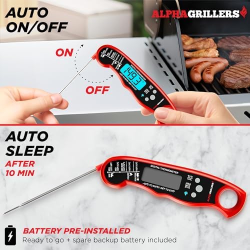 Alpha Grillers Instant Read Meat Thermometer Digital, Cooking, Food, Grill - Image 3
