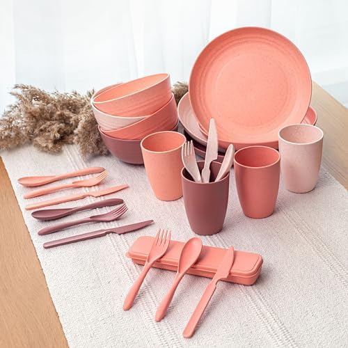FOODLE Wheat Straw Dinnerware Set - Non-Toxic Kids Plates and Bowls Sets - Image 7