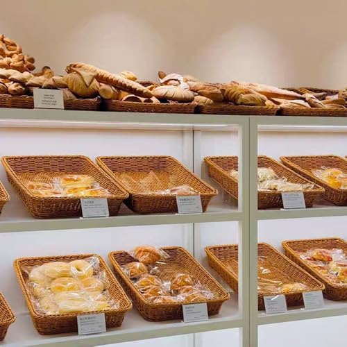 3pcs Large Wicker Bread Basket for Party, Rectangle Woven Fruit Basket, Gift Baskets Empty, Sturdy Durable Stackable Storage Baskets for Kitchen, Store, Restaurant, Party (Brown, L) - Image 3