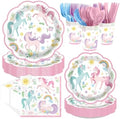 168 Pcs Magical Pastel Unicorn Decorations for Birthday Serves 24 by Greencian