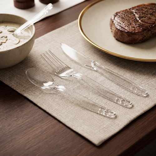 SACATR 1500 Count Clear Plastic Silverware Heavy Duty -Forks, Spoons,Knives - Image 4