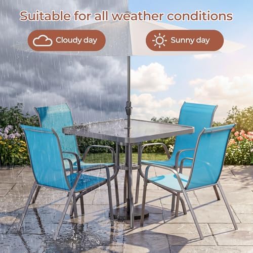 TLSUNNY 5 Pieces Patio Dining Set for 4, Glass Table and Textilene Chair - Image 6