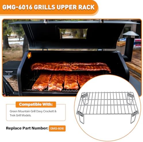 Grills Upper Rack for Green Mountain Davy Crockett Grill, Heavy-Duty Stainless Steel Grill Warming Rack Accessories, GMG-6016 Replacement Parts for GMG Trek Pellet Grill, Adding More Cooking Space - Image 3