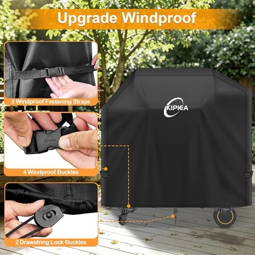 Kipiea 600D Heavy Duty Grill Cover for Traeger Timberline 850, Waterproof Wood Pellet Smoker Cover with Windproof Buckles, Pellet BBQ Grill Covers for Outside Anti-UV, No Tear, No Fading - Image 5