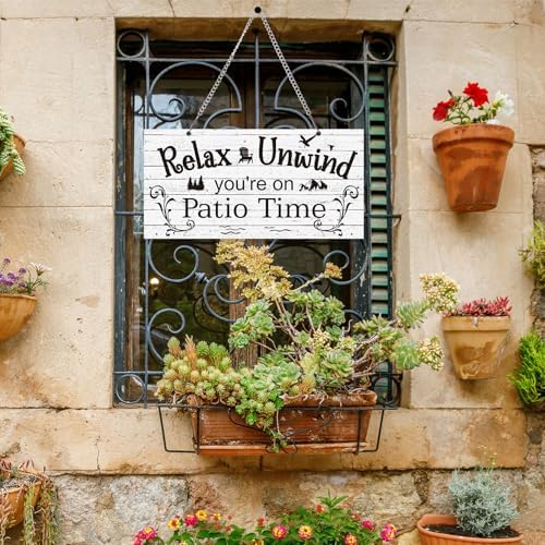 Hotop Metal Patio Sign Vintage Wall Decor for Outdoor, 12 x 6", White - Image 4
