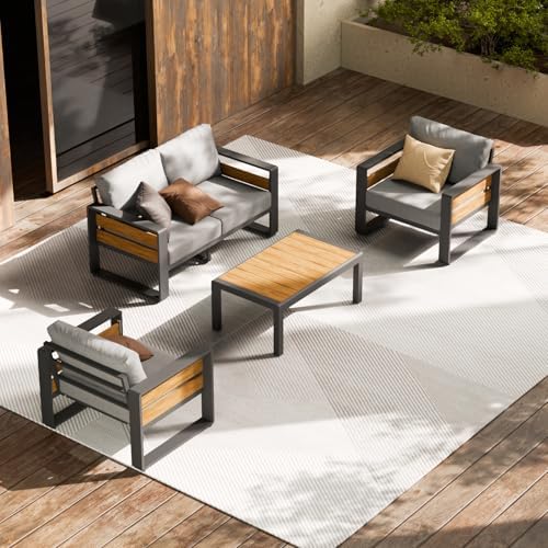 ZANDOR Aluminum Outdoor Patio Furniture Set with Table,4 Seat, Grey by ZANDOR%7CGoodtimesstartoutside