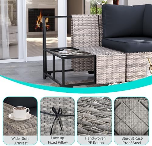 Outdoor Patio Furniture Set PE Wicker Rattan Outdoor Sectional Sofa - Image 3