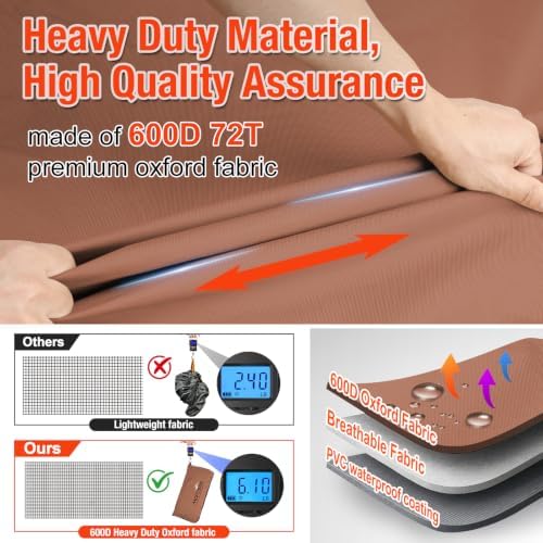 Foldable Grill Cover for Pit Boss Austin XL/Rancher XL, Waterproof 600D Heavy Duty Wood Pellet Smoker Cover, Fade＆Tear Resistant Pellet Grill Cover for 1000S/1100 Pro,Caramel - Image 6