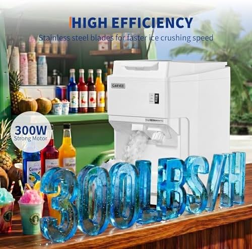 Commercial Shaved Crusher Ice Machine, 300LB/H, Ice Texture Control, White - Image 6