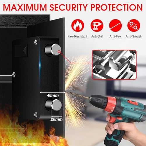 1.2 Cub Small Fireproof Safe for Home, Personal Fire Safe Box with Digital Keypad Key and Removable Shelf, Small Security Box for Money Firearm Medicine Valuables - Image 3