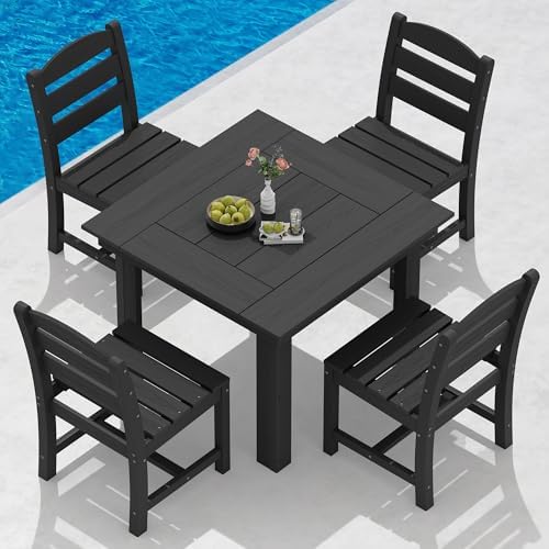 SERWALL HDPE Outdoor Square Dining Set for 4 by SERWALL
