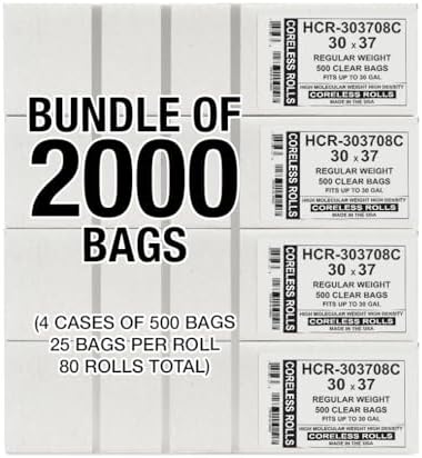 Aluf Plastics 30 Gallon 8 Micron (eq) Clear Trash Bags 30" x 37" 2000 Count - Image 2