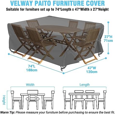 Patio Furniture Covers Waterproof Outdoor Table Cover 74"Lx47"Wx28"H - Image 4