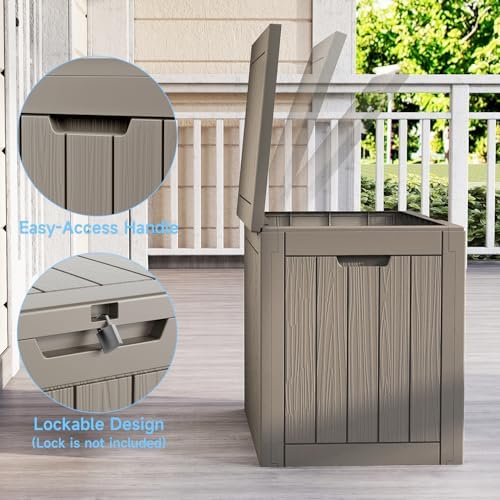 PatioZen 36 Gallon Deck Box,Waterproof Resin Outdoor Storage Boxes, Outside Storage Lockable Container for Garden Tools,Indooor Cushions,Accessories (Grey) - Image 5