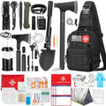 Survival Kit, 262Pcs Survival Gear and Supplies with First Aid Kit Pouch and Crossbody Bag, Emergency Kit with Tent, Camping Axe Hammer, Survival Shovel w/Pick, Bug Out Bag Gifts for Men Women by RIKOJUXI