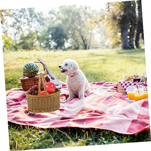 Vintage Woven Picnic Basket with Handles, Portable Outdoor Fruit Storage - Image 3