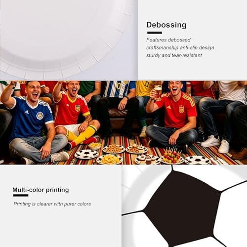 Autumn Football Games Party Supplies Set,Disposable Tableware Kit - 20 Plates, 20 Soccer Printed Napkins, 20 Forks & Knives, 20 Soccer Printed Straws, Essential for Watching Games & Gatherings(20sets) - Image 5