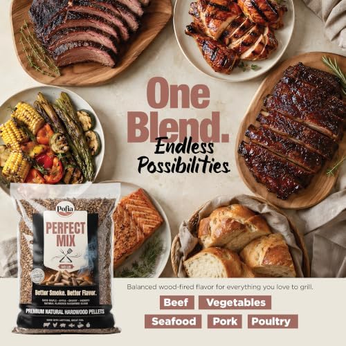 Natural Hardwood Wood Pellets for Pellet Grill & Pellet Smoker by Pofia Perfect Mix, Hickory, Cherry, Apple & Hard Maple Blend, Smoky BBQ Flavor for Meat, Brisket, Pork & Chicken, 40 Lb Bag - Image 2