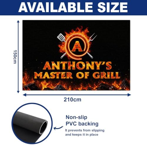 Custom XL Under The Grill Mat, Personalized Name BBQ Floor Mat (D2) - Image 5