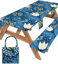 Picnic Table Cover with Bench Covers Waterproof Elastic Rectangle Tablecloth Camping Essentials Supplies Rv Car Travel Gear Must Haves Accessories Fitted Table Cloth Outdoor Road Trip Camper Gifts 8ft by Wrakus