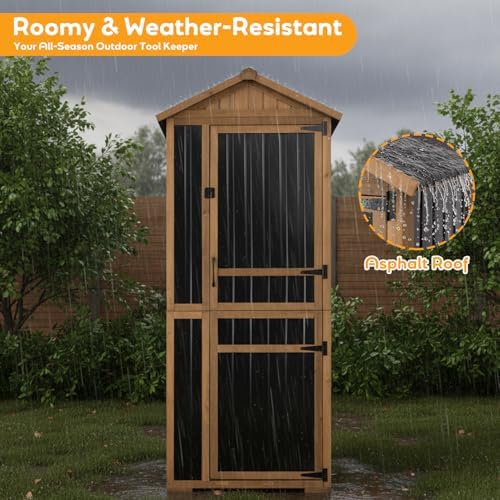 Outdoor Storage Cabinet, Extra-Tall Shed with Removable Shelf for Long Tool - Image 5