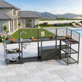 LEVELEVE Modular Outdoor Kitchen Island 5-Piece Set, Aluminum Outdoor Prep Station Grill Cart with Independent Sink, Storage Cabinets & Shelves for Backyard Patio Deck by Enjoyyourlife