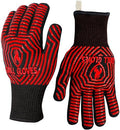 QUWIN BBQ Gloves, BBQ Accessories 1472℉ Extreme Heat Resistant, Grilling Gloves Silicone Non-Slip Oven Mitts, Kitchen Gloves for BBQ, Grilling, Cooking, Baking-1 Pair 11inch, Red by QUWIN