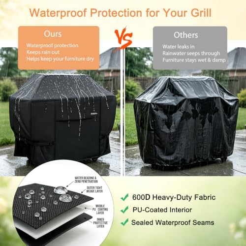 NettyPro Griddle Cover for Blackstone 28 inch Griddle, Waterproof UV Resistant 2 Burner Flat Top Gas Grill Cover 28" Cooking Station Camping, Black - Image 5