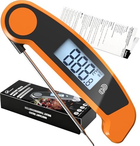 Digital Meat Thermometer Instant Read Orange Rotating Display IP56 by Unknown