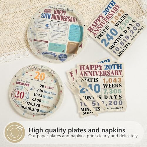 96Pcs Retro 20th Anniversary Party Decorations, Serves 24 - Image 4