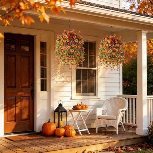 ZFProcess Artificial Fall Mums Fake Flowers Plants for Outdoor Home Decor - Image 2