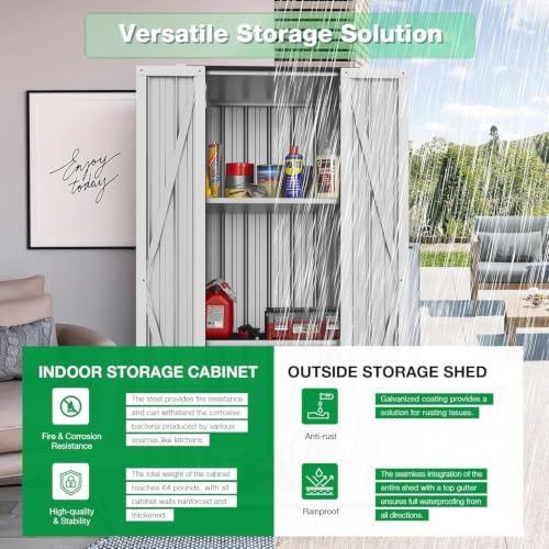AECOJOY Outdoor Storage Cabinet Waterproof, 70" Vertical Tall with Base - Image 2