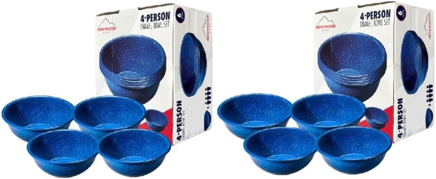 Enamelware for Camping and Backpacking - Cookware Gear Essentials for Camping and Backpacking (Made by Caddis Sports, Inc.) (6 Inch Bowl (8 Pack)) by AlpineMountainGear