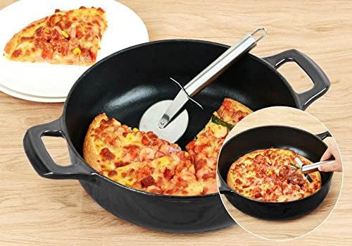 La Cuisine Enameled Cast Iron Braiser Sauté Pan Shallow Dutch Oven with Lid Internal Matt Black Enamel Coating 3.75 QT 11" / 28cm Ø, Oven-Safe 550°F/276°C, For GlassTop, Black - Image 4