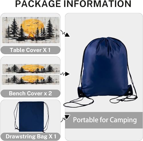 CAPSCEOLL Picnic Table Cover with Bench Covers 5ft - Camping on Wood - Image 4
