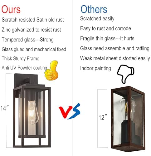 14" Double Cage Outdoor Wall Light, 2Pack Exterior Lantern Sconce - Image 3