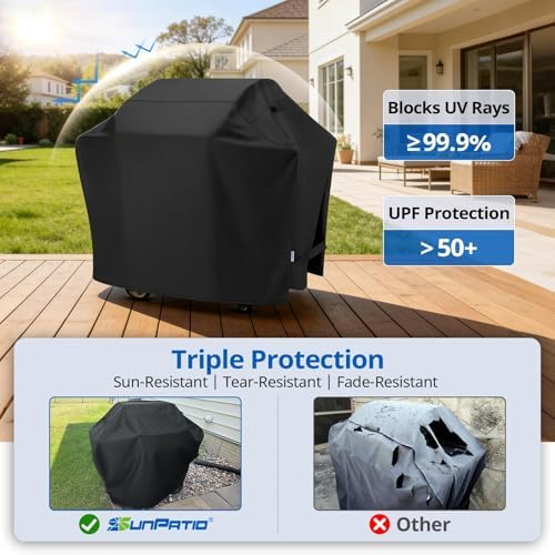 SunPatio 55 Inch Grill Cover for Outdoor Grill Heavy Duty Waterproof, Black - Image 4